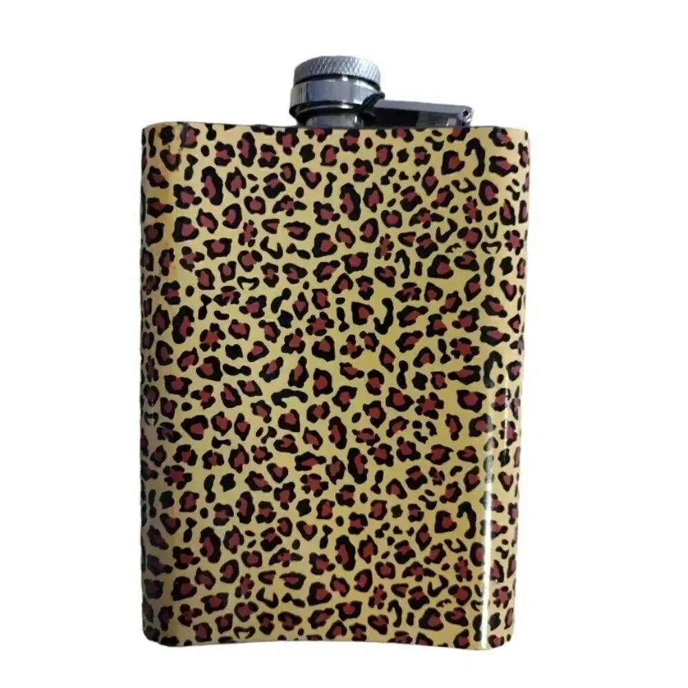Gold Leopard Print 8oz‎ Stainless Steel Pocket Drinking Flask NWT